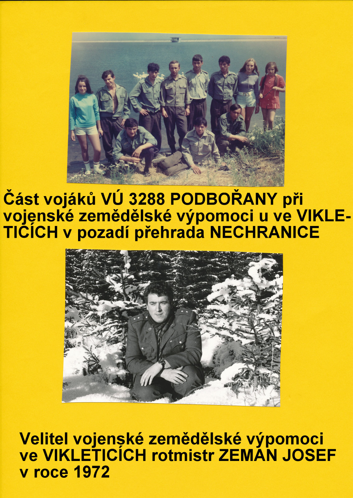 VIKLETICE - VOJENSKÁ VÝPOMOC u NECHRANICKÉ PŘEHRADY - 1972